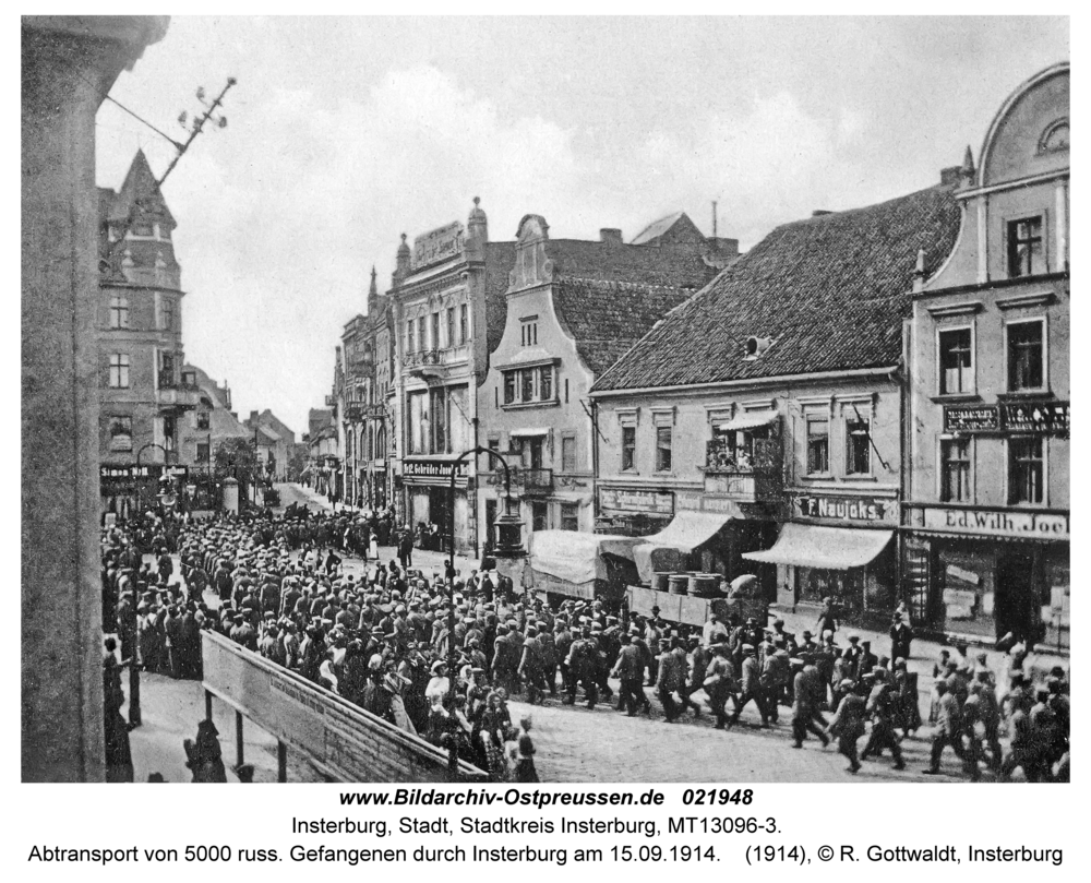 Insterburg, Abtransport von 5000 russ. Gefangenen durch Insterburg am 15.09.1914