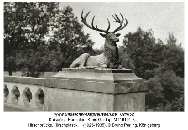 Jagdhaus Rominten, Hirschbrücke, Hirschplastik