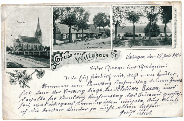 Willuhnen Kr. Schloßberg, Kirche, Gasthaus, Schule