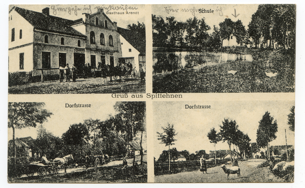 Spittehnen, Gasthaus Arendt, Schule und Dorfstraße