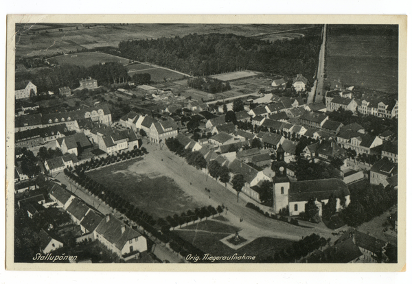Stallupönen, Neustädtischer Markt von Süden, Luftbild