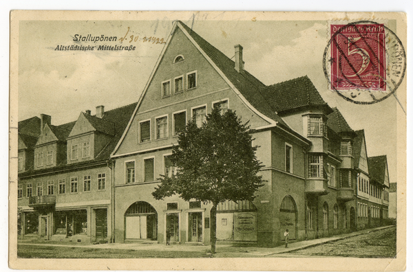 Stallupönen, Kreissparkasse, Goldaper Straße, Ecke Altstädtische Mittelstraße