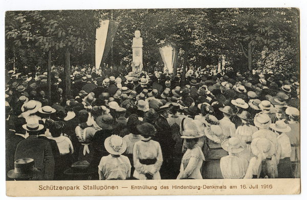 Stallupönen, Schützenpark, Enthüllung des Hindenburg-Denkmals am 16. Juli 1916