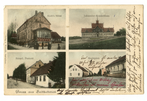 Szittkehmen, Hotel, Krankenhaus, Post, Marktplatz