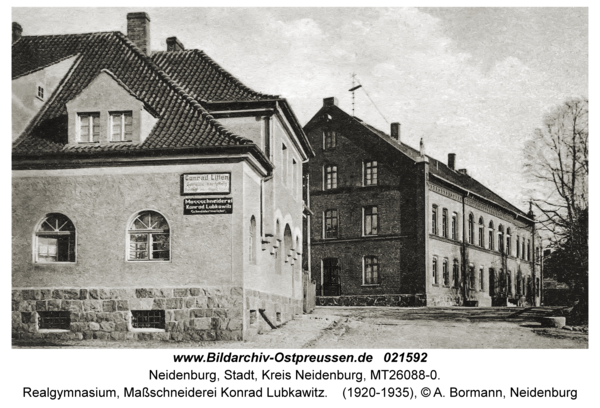 Neidenburg, Realgymnasium, Maßschneiderei Konrad Lubkawitz