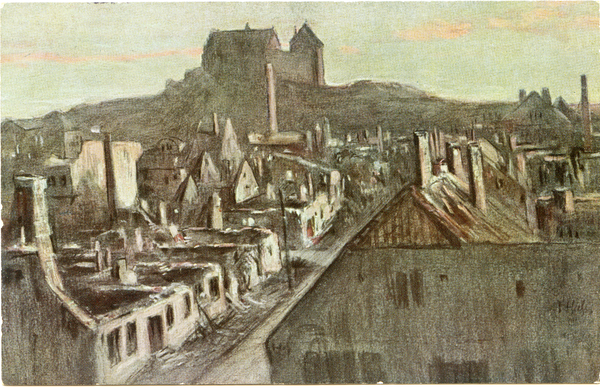 Neidenburg, Zerstörungen im I. Weltkrieg, Gemälde