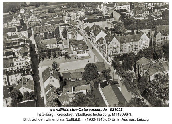 Insterburg, Blick auf den Ulmenplatz (Luftbild)