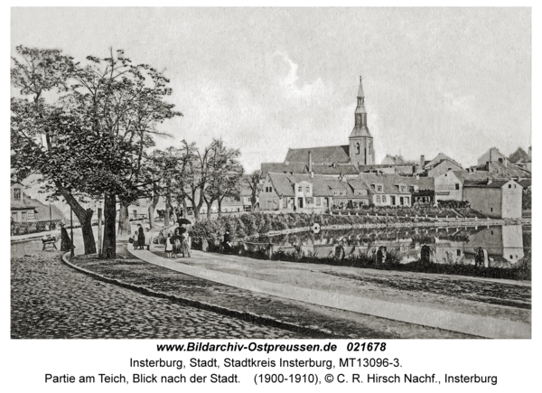 Insterburg, Partie am Teich, Blick nach der Stadt