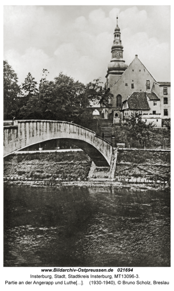 Insterburg, Partie an der Angerapp und Lutherkirche