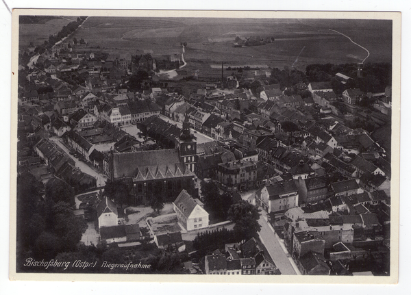 Bischofsburg, Luftbild des Stadtzentrums