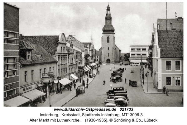 Insterburg, Alter Markt mit Lutherkirche