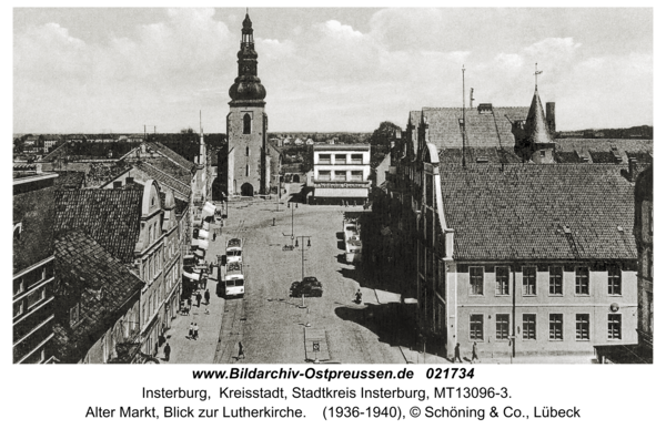 Insterburg, Alter Markt, Blick zur Lutherkirche