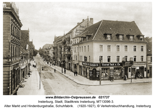 Insterburg, Alter Markt und Hindenburgstraße, Schuhfabrik