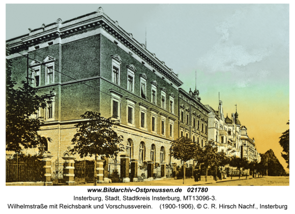 Insterburg, Wilhelmstraße mit Reichsbank und Vorschussverein