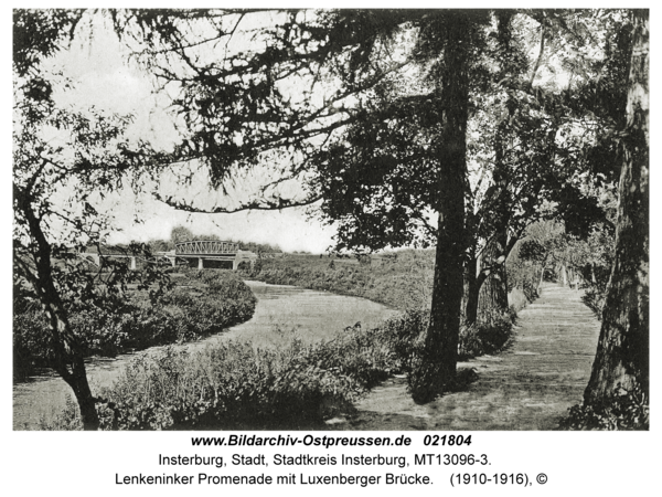 Insterburg, Lenkeninker Promenade mit Luxenberger Brücke