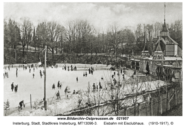 Insterburg, Eisbahn mit Eisclubhaus