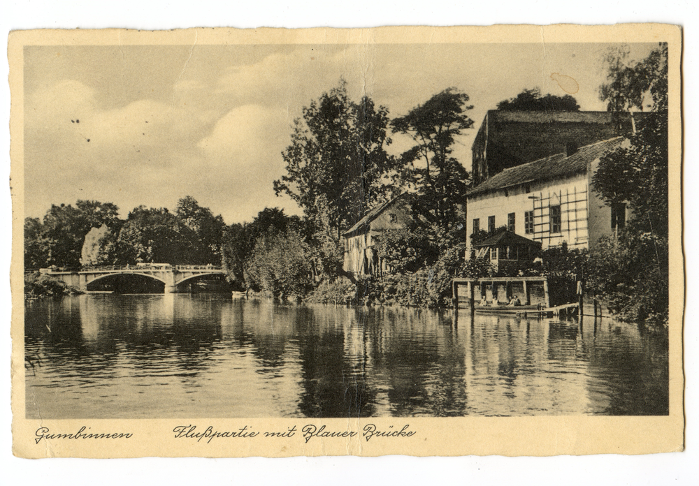 Gumbinnen, Flußpartie mit Blauer Brücke