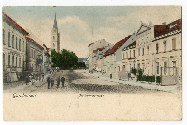 Gumbinnen, Stallupöner Straße, Blick zur Altstädtischen Kirche