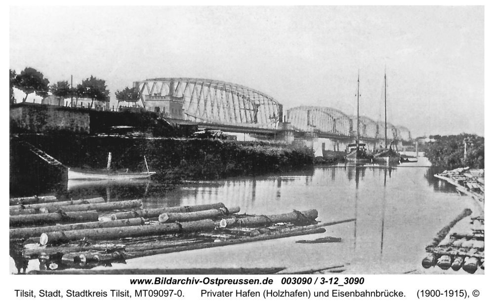 Tilsit, Privater Hafen (Holzhafen) und Eisenbahnbrücke