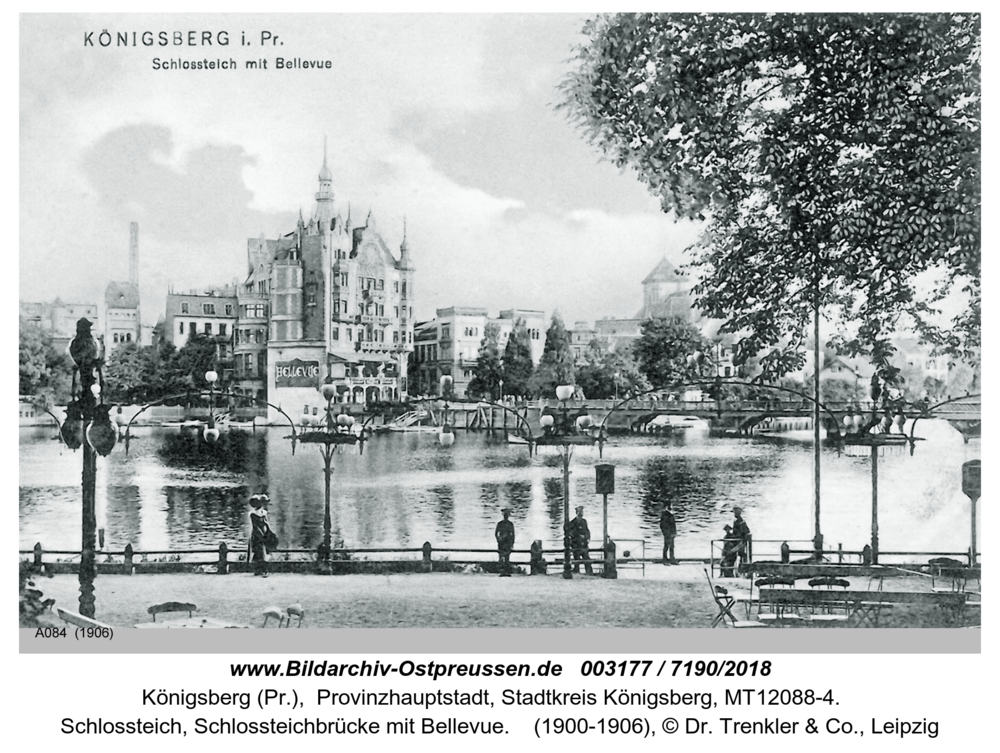 Königsberg, Schlossteich, Schlossteichbrücke mit Bellevue