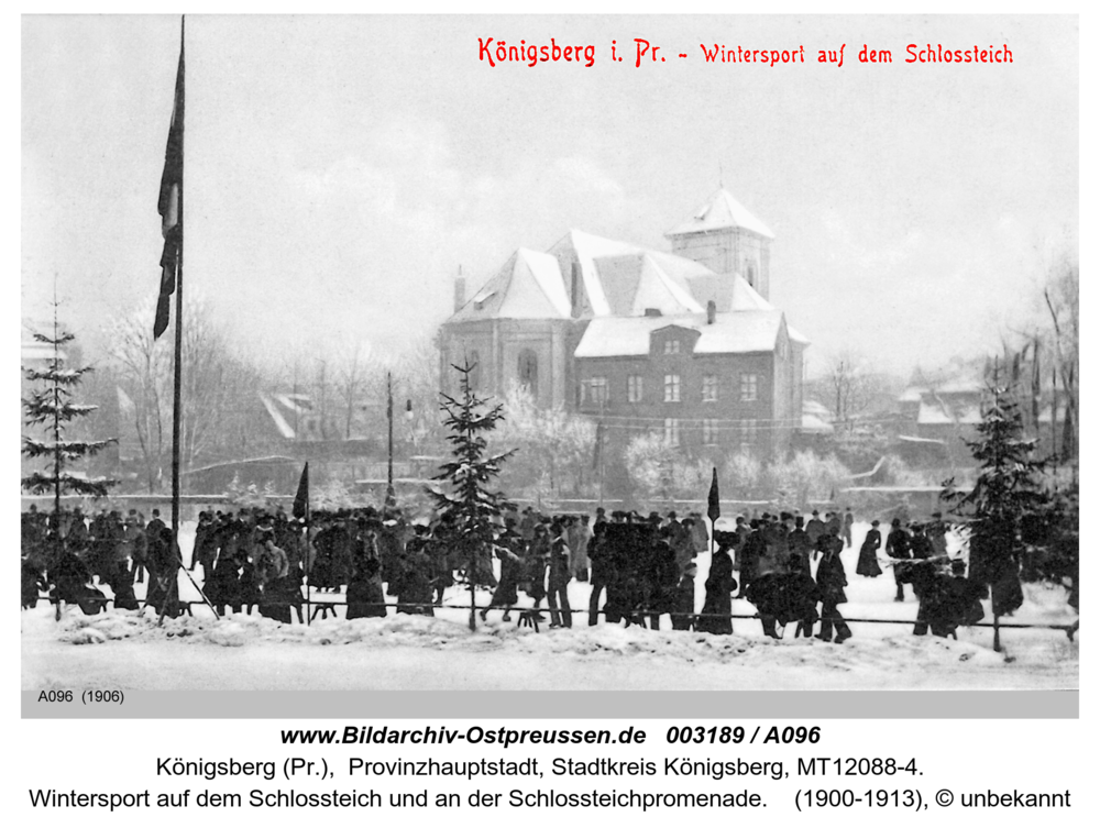 Königsberg (Pr.), Wintersport auf dem Schlossteich und an der Schlossteichpromenade