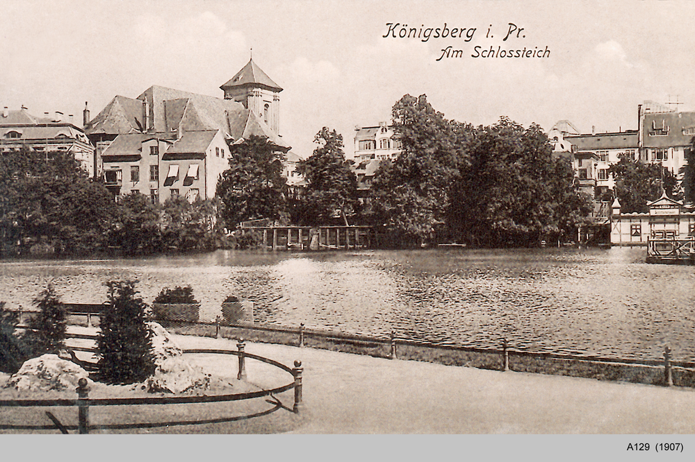 Königsberg, Am Schloßteich, Blick von der Schloßteichpromenade auf die Burgkirche