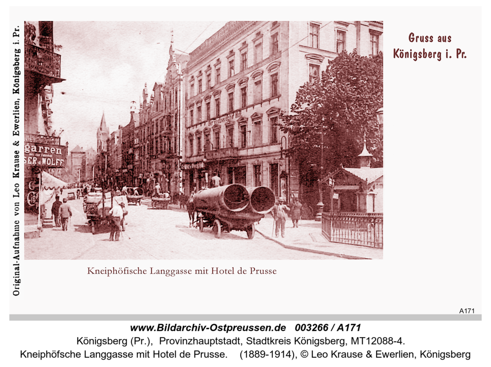 Königsberg, Kneiphöfsche Langgasse mit Hotel de Prusse