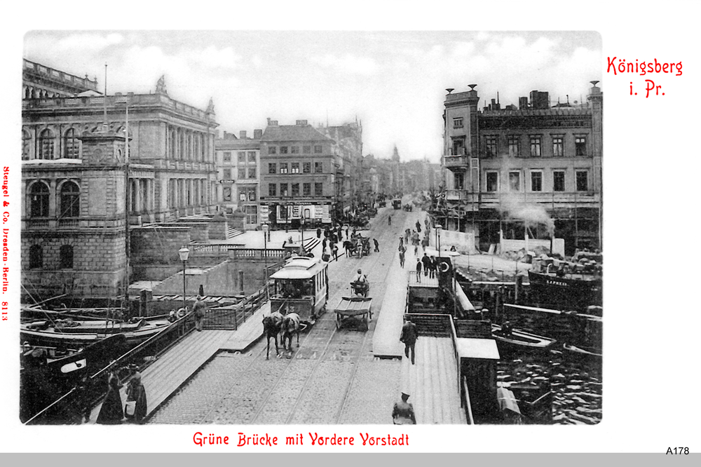 Königsberg, Grüne Brücke mit Blick in die Vordere Vorstadt