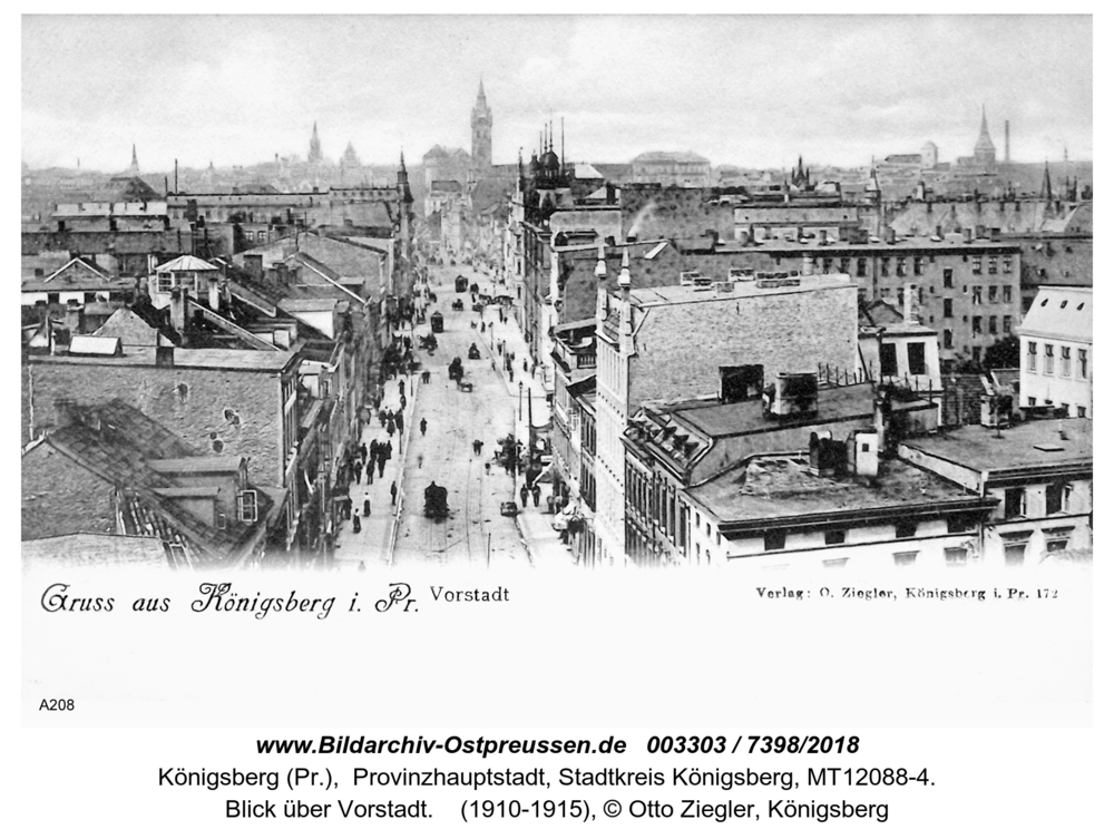 Königsberg, Blick über Vorstadt