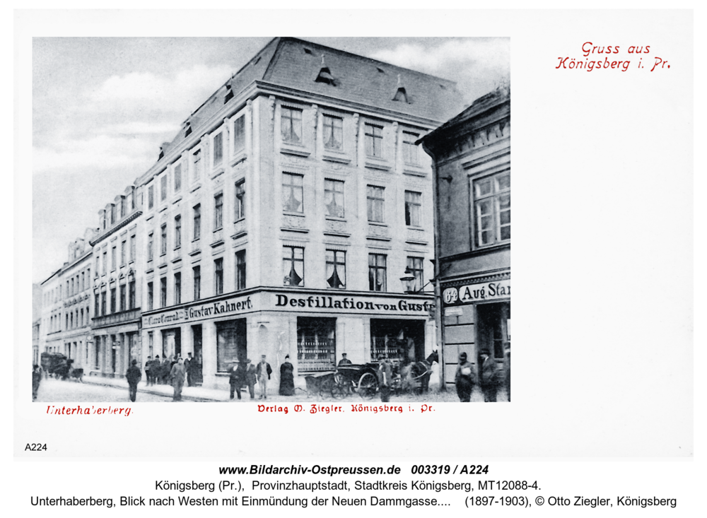 Königsberg, Unterhaberberg, Blick nach Westen mit Einmündung der Neuen Dammgasse...