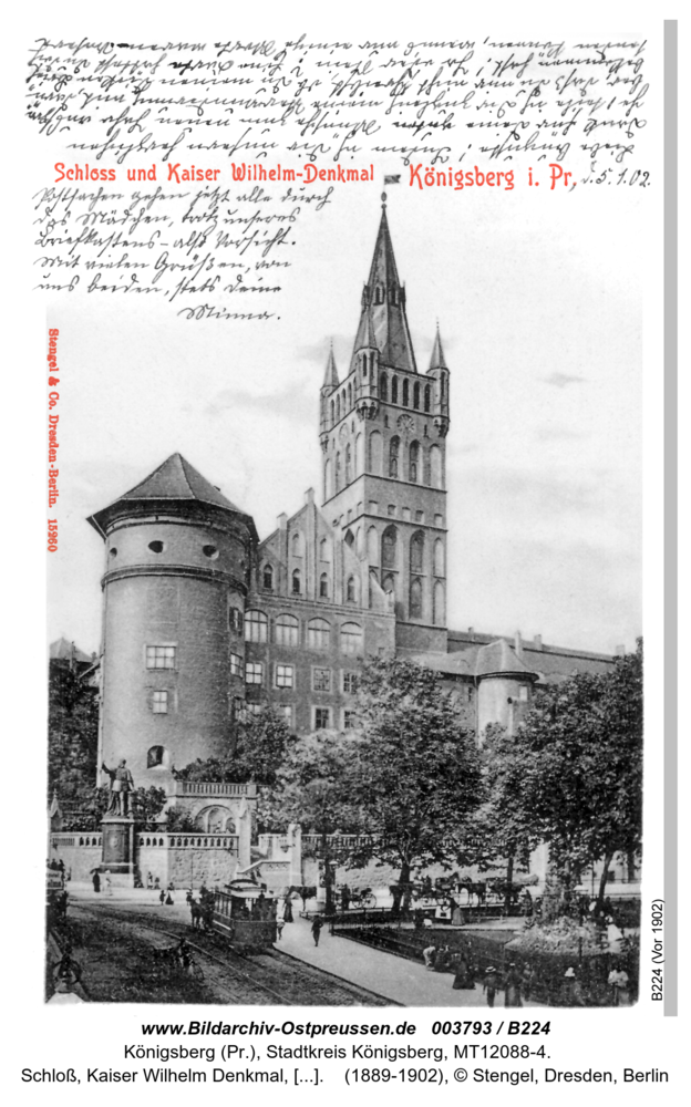 Königsberg, Schloß, Kaiser Wilhelm Denkmal, beschrieben