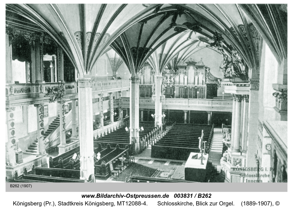 Königsberg, Schlosskirche, Blick zur Orgel