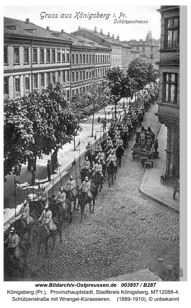 Königsberg (Pr.), Schützenstraße mit Wrangel-Kürassieren