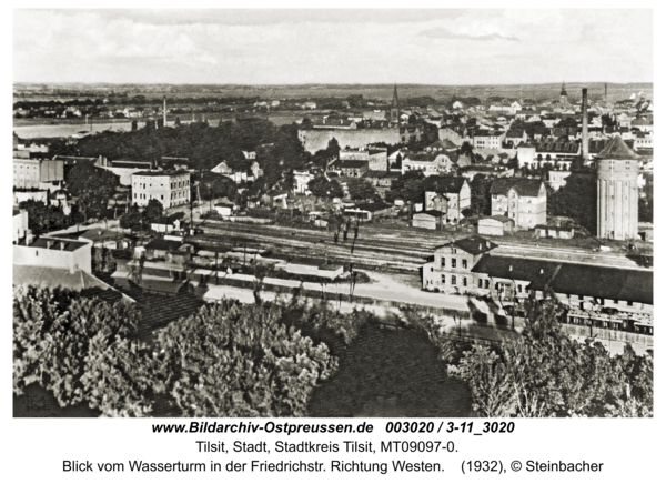 Tilsit, Blick vom Wasserturm in der Friedrichstr. Richtung Westen