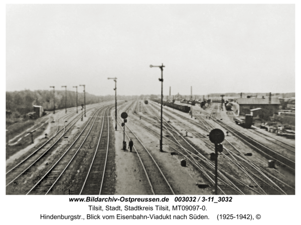 Tilsit, Hindenburgstr., Blick vom Eisenbahn-Viadukt nach Süden