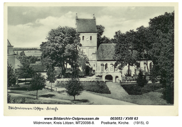 Widminnen, Postkarte, Kirche