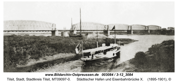 Tilsit, Städtischer Hafen und Eisenbahnbrücke