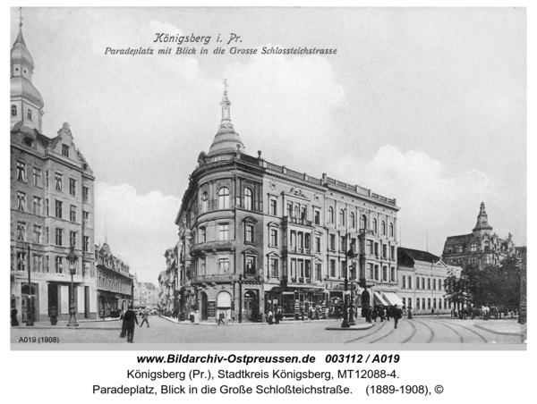 Königsberg, Paradeplatz, Blick in die Große Schloßteichstraße