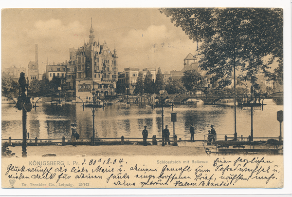 Königsberg, Schlossteich, Schlossteichbrücke mit Bellevue