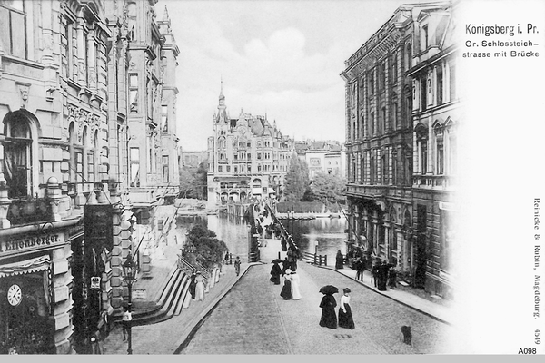 Königsberg, Große Schloßteichstraße mit Brücke