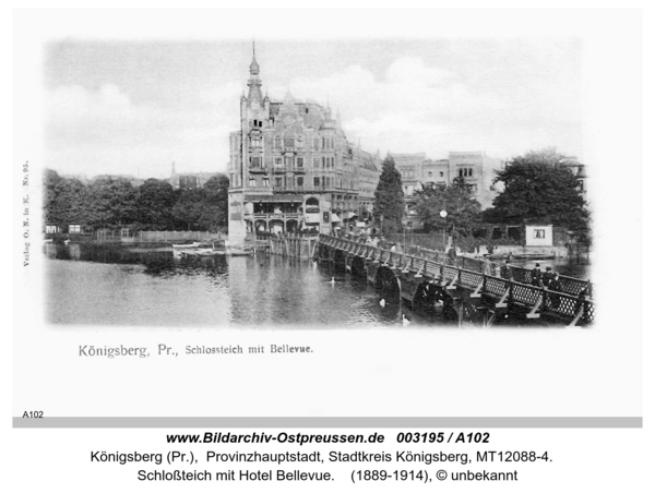 Königsberg, Schloßteich mit Hotel Bellevue