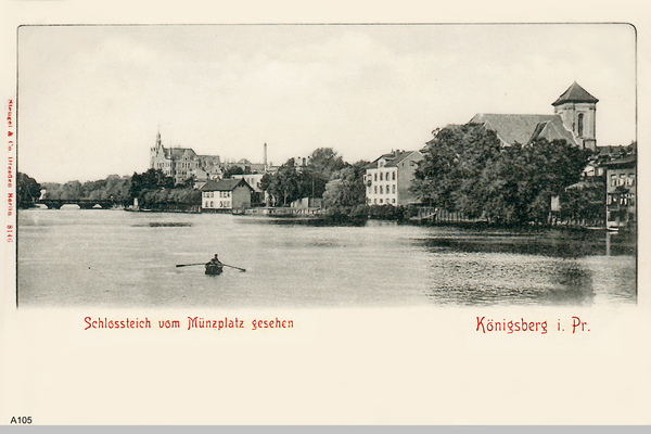 Königsberg, Schlossteich vom Münzplatz aus gesehen