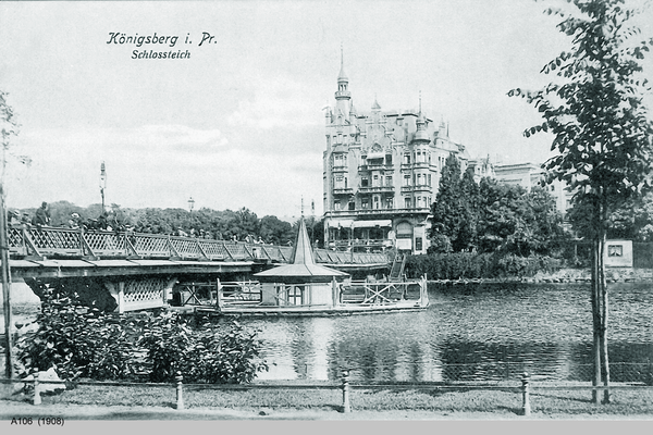 Königsberg, Schloßteich, Schloßteichbrücke und Schwanenhaus