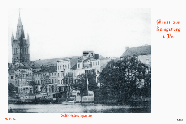 Königsberg, Schloßteichpartie mit Schloßturm