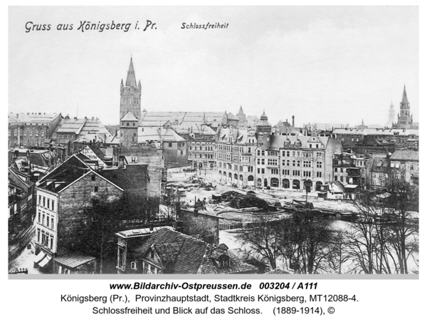 Königsberg, Schlossfreiheit und Blick auf das Schloss