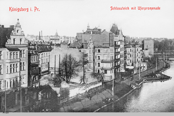 Königsberg, Schloßteich mit Uferpromenade