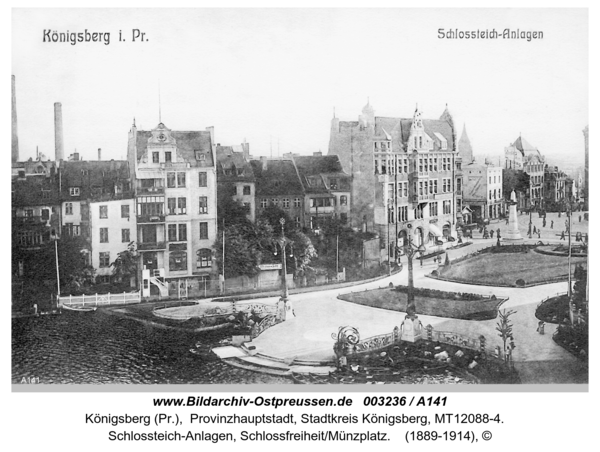 Königsberg, Schlossteich-Anlagen, Schlossfreiheit/Münzplatz