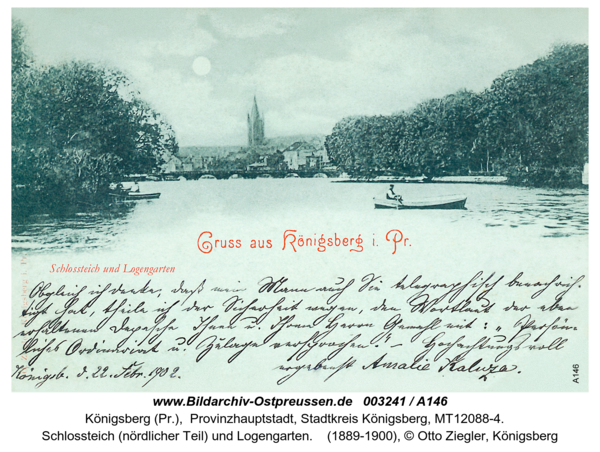 Königsberg (Pr.), Schlossteich (nördlicher Teil) und Logengarten