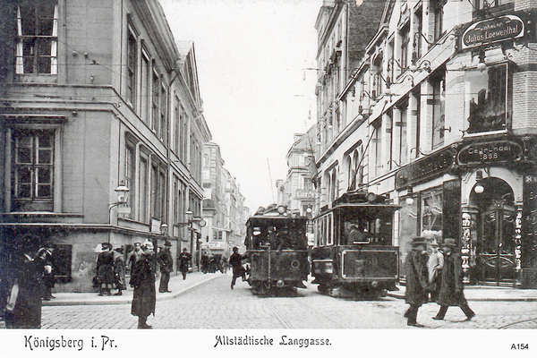 Königsberg, Altstädtische Langgasse mit elektrischer Straßenbahn