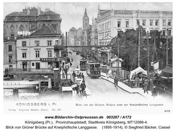 Königsberg, Blick von Grüner Brücke auf Kneiphöfsche Langgasse